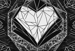 black hexagon diamond heart with dark background tattoo idea