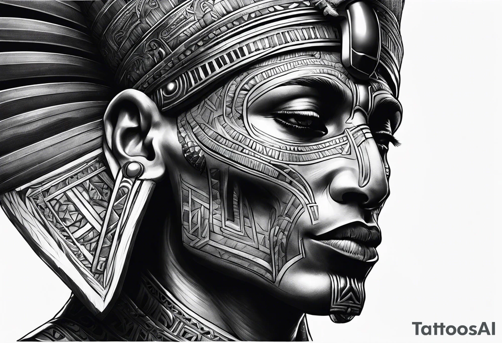 Black pharaoh skull realistic tattoo idea