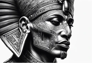 Black pharaoh skull realistic tattoo idea