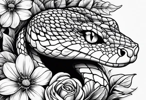 Snake with flowers tattoo idea