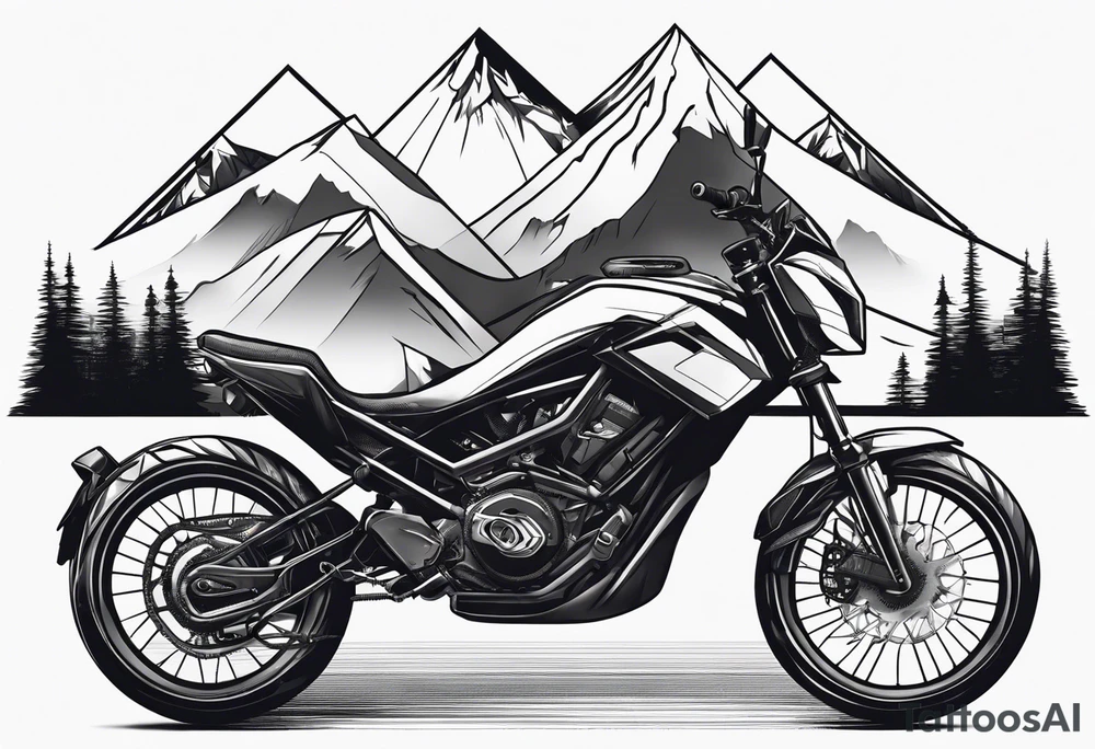 mountain, bike, bull tattoo idea