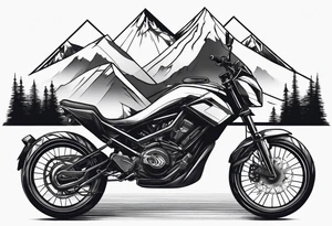 mountain, bike, bull tattoo idea