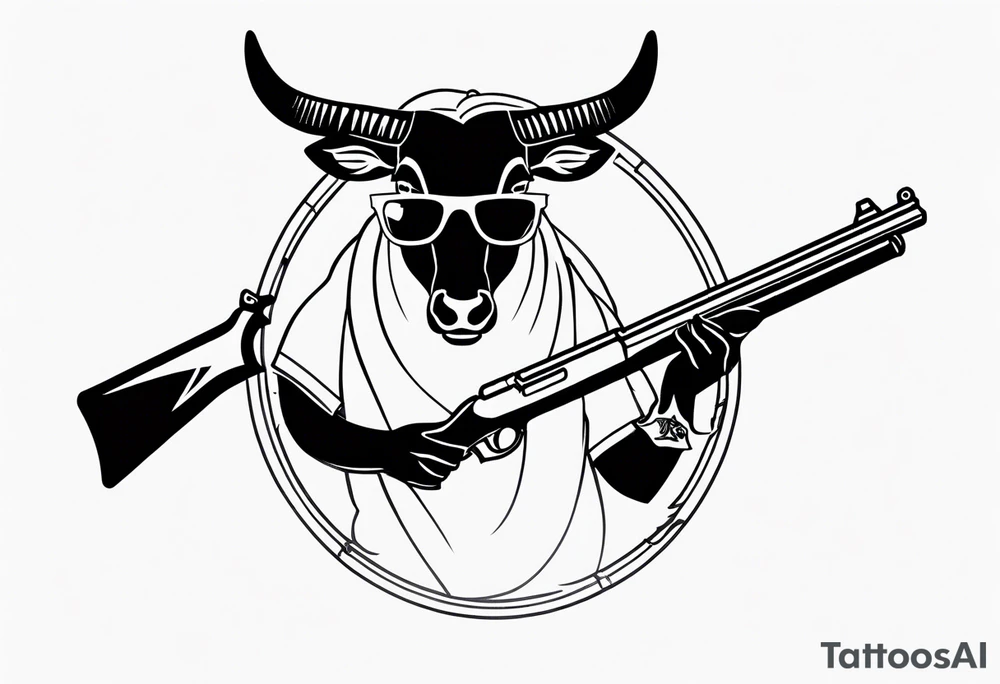 capricorn with sunglasses and shotgun tattoo idea