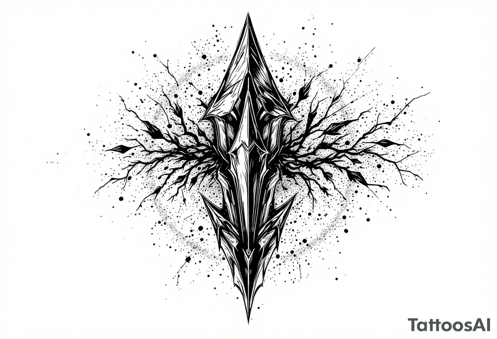 thick arrow look down tattoo idea