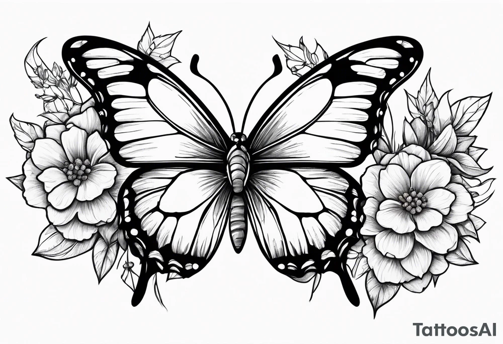 November, December, June, December birth flowers, butterfly, suicide ribbon tattoo idea