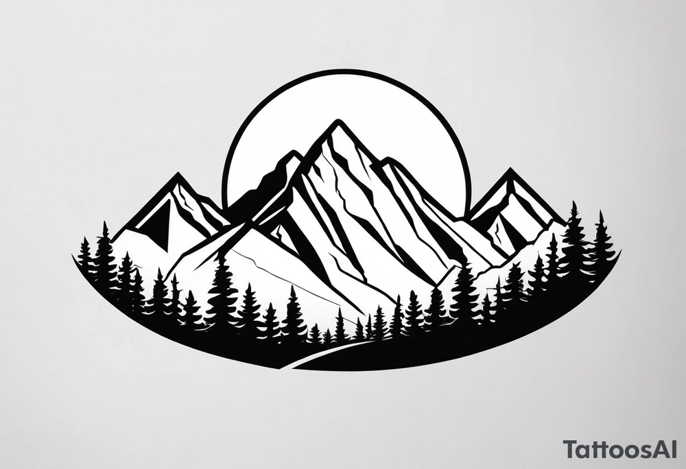 Mountain Range with a Sun tattoo idea