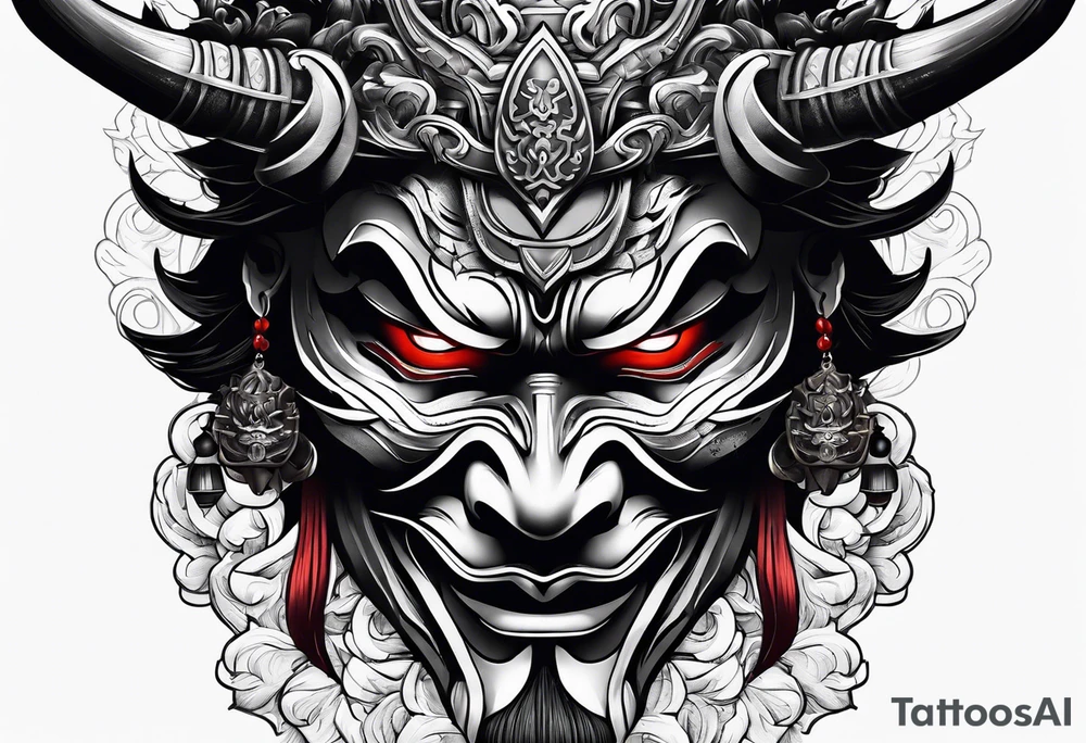 devil samurai mask tattoo idea