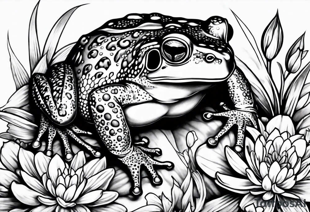 Toad hdimg flowers to go on a date tattoo idea