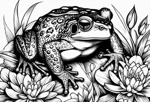 Toad hdimg flowers to go on a date tattoo idea