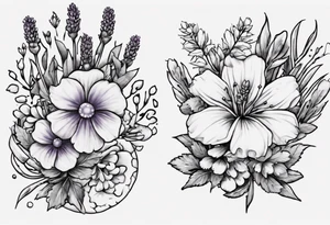 Faça um desenho da medalha de são bento (esta deve ser fiel e bem precisa) ao redor da medalha coloque flores de lavanda para armonizar a imagem. tattoo idea