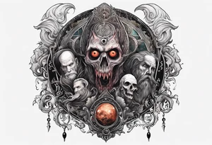 Beautiful Eldridge horror creature, astrology scene tattoo idea