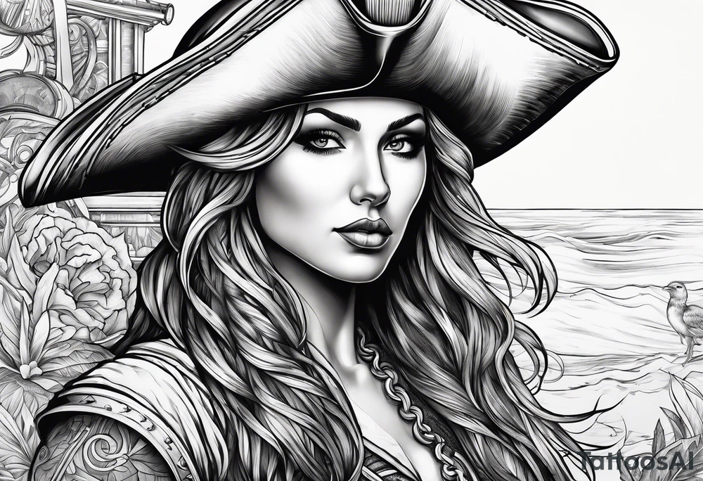 nautical pirate background tattoo idea