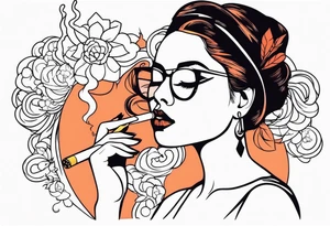 woman smoking cigarette tattoo idea