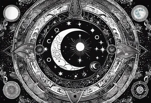 Astrology, Natal Chart, Cancer sign symbolic, vision, yin yang, the moon, the sun, Uranus, Pluto, spiritual, third eye, mystical, Zen, armband tattoo idea