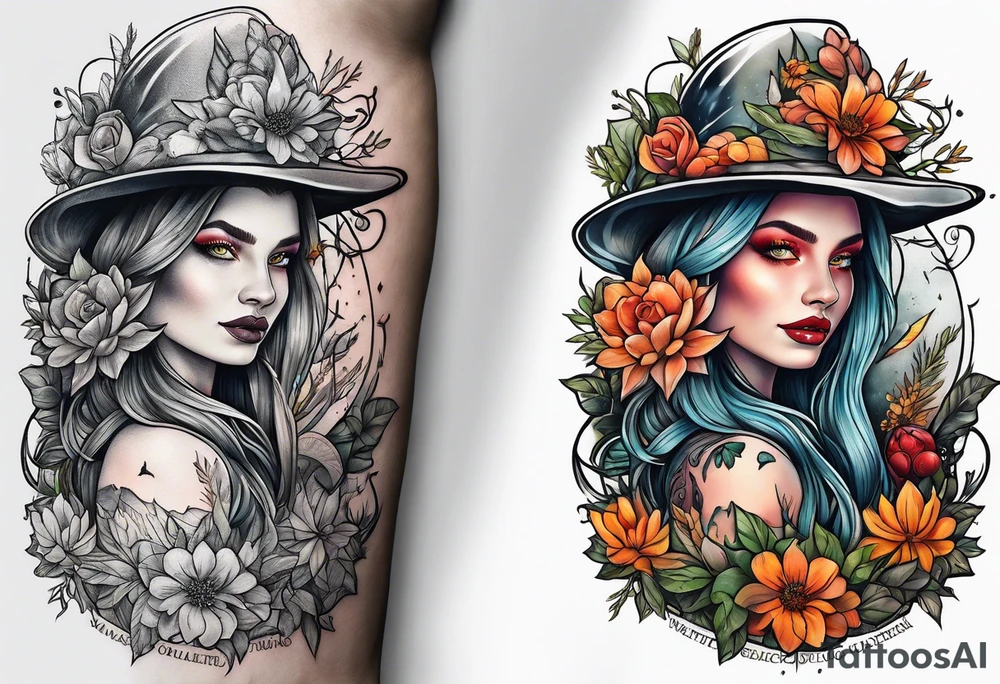 Nature loving witch vegan tattoo idea