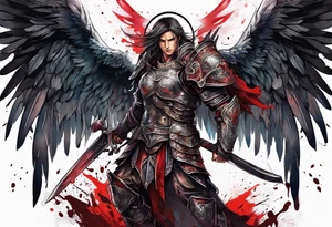 Angel warrior bloody tattoo idea