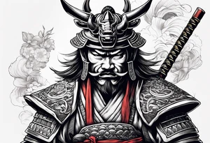 Samurai with oni mask tattoo idea