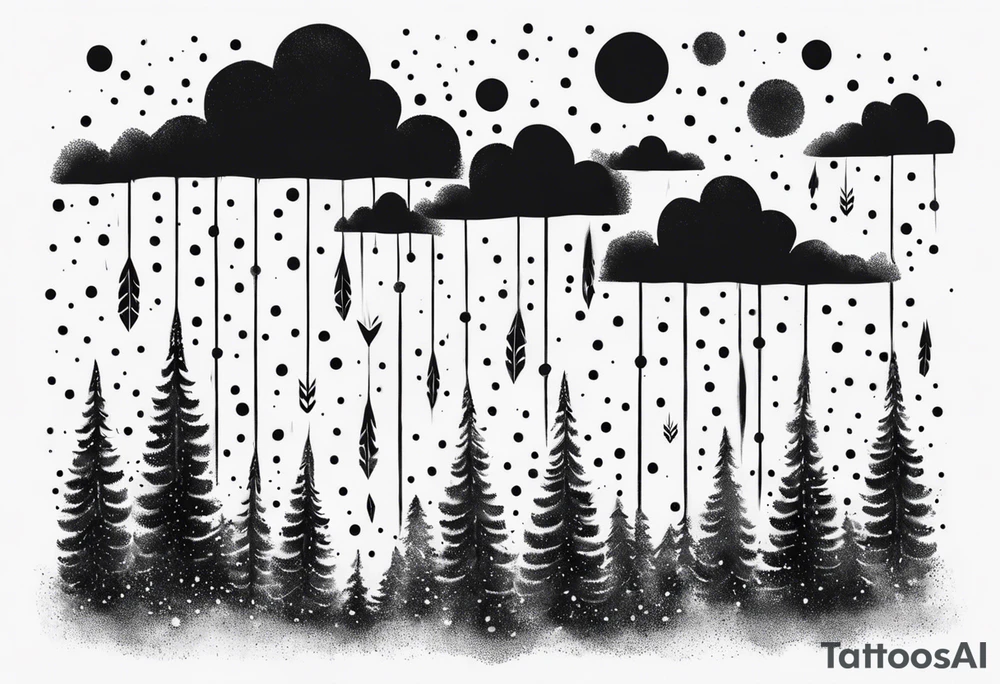 flaming arrows raining down from sky tattoo idea