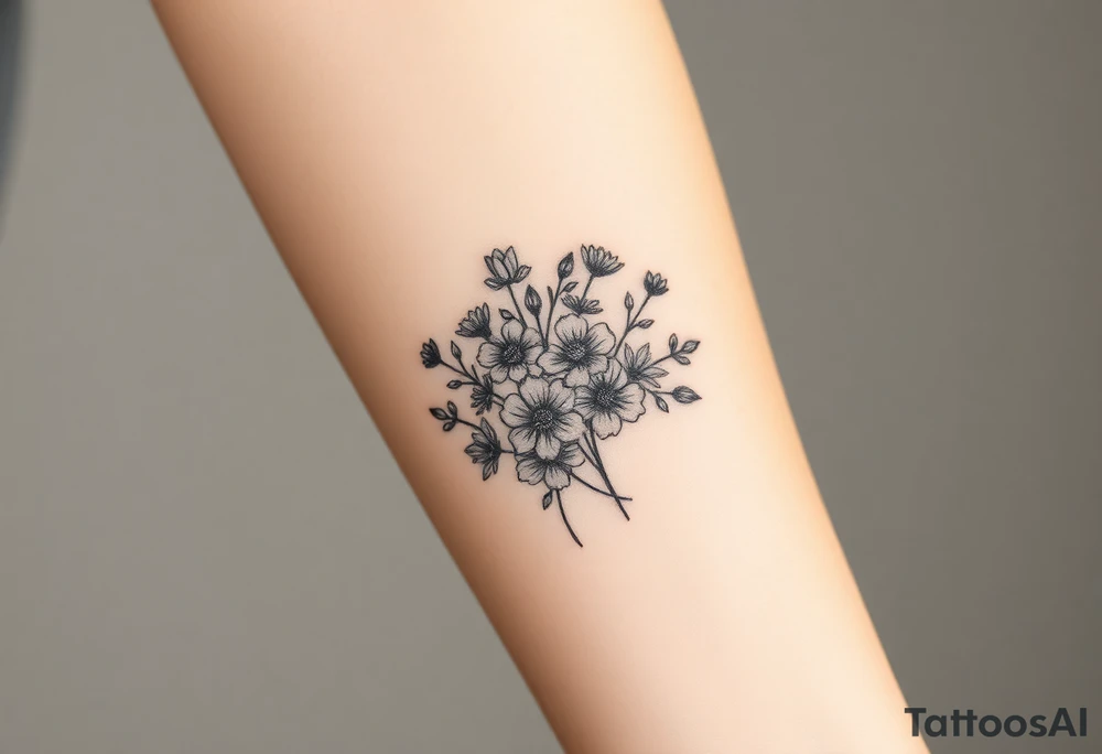 Wild flowers clustered together tattoo idea