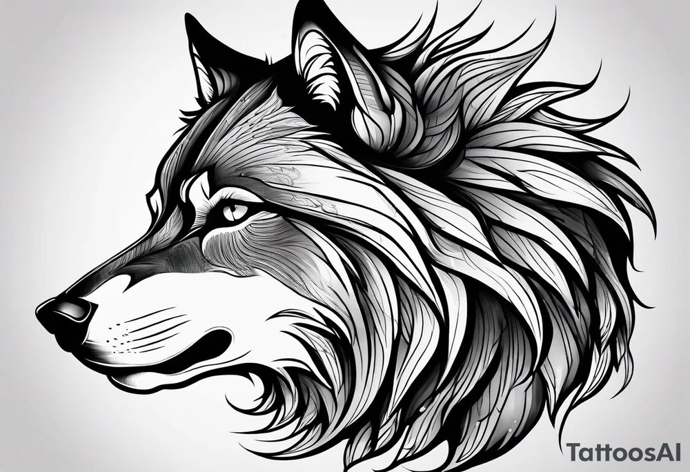 Powerful wolf tattoo idea