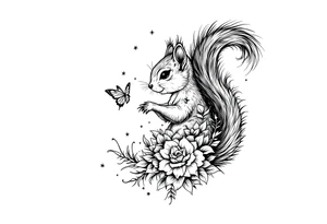 A squirrel holding a butterfly tattoo idea