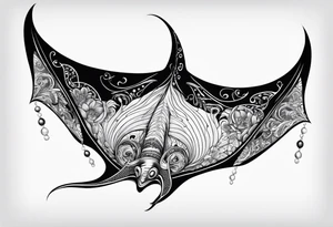 Manta ray swimming tattoo idea