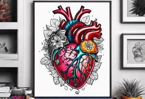 Dying anatomical human heart tattoo idea