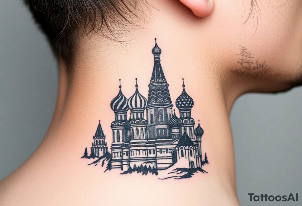 The Kremlin or St. Basil's Cathedral scene tattoo idea