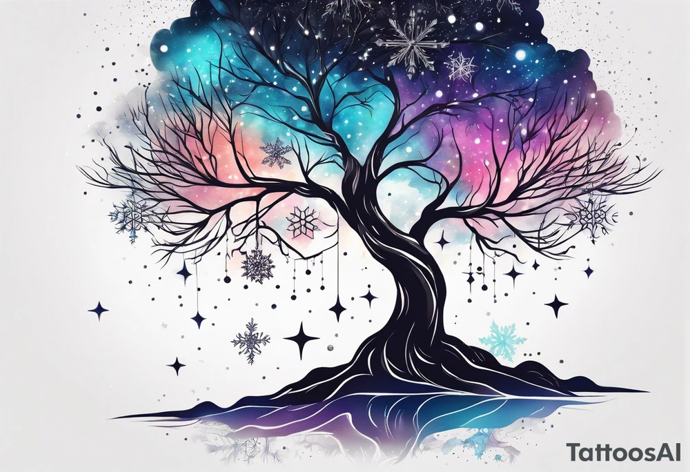 Constellation, tree , snowflake tattoo idea