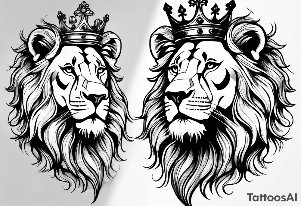 lion wearing crown tattoo idea