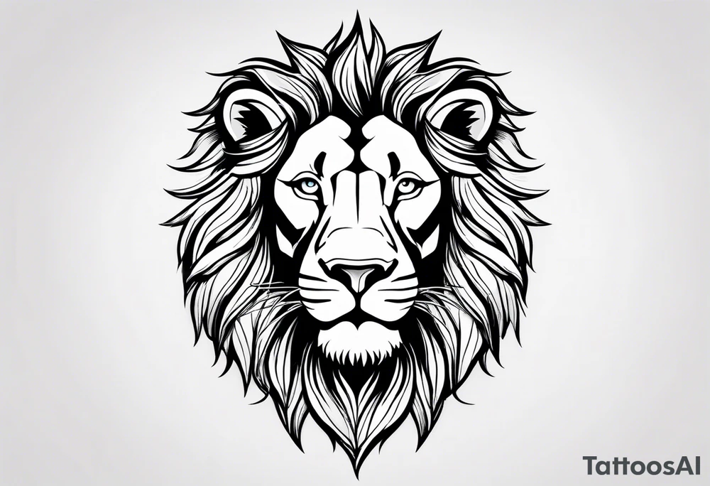Simple line lion design tattoo idea