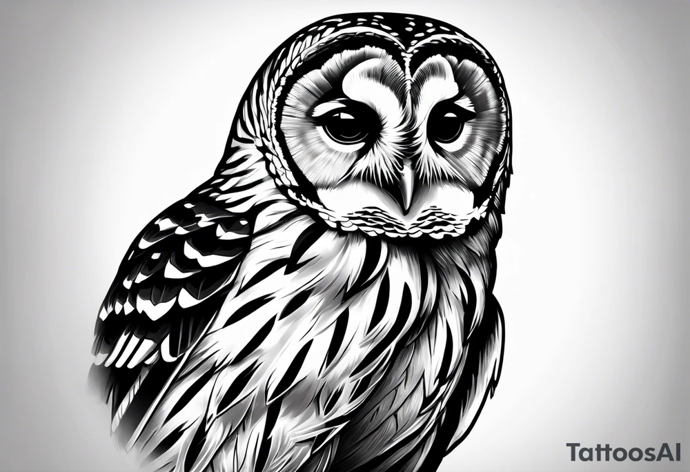 Barred owl with a single rose tattoo idea