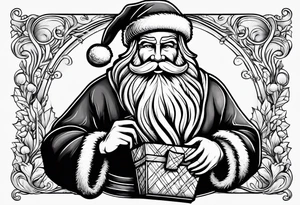 santa claus carrying a sack of gifts tattoo idea