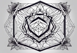 chest geometric hexagon heart tattoo idea
