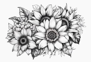 sunflower lily poppy rose tattoo idea