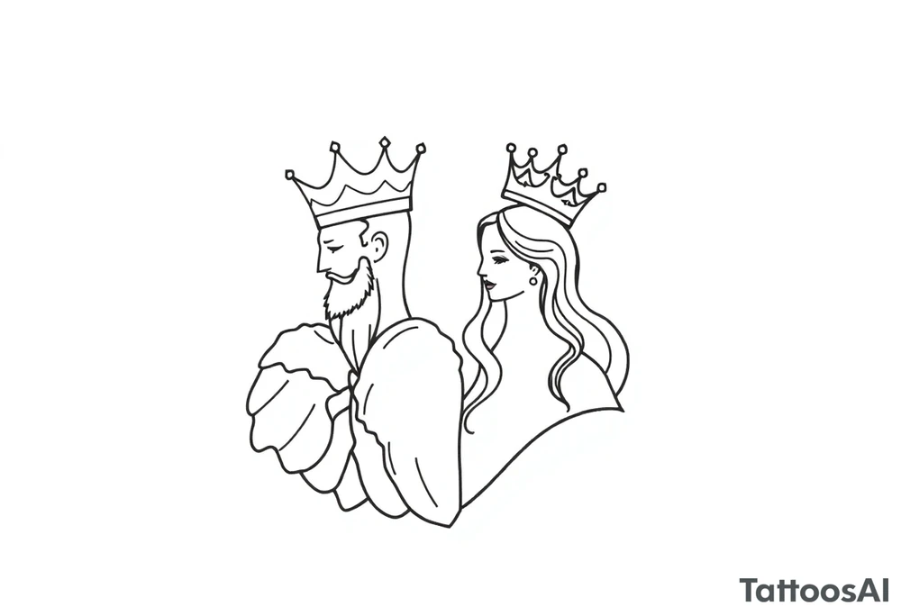 King and Queen couple with crown tattoo idea