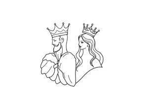 King and Queen couple with crown tattoo idea