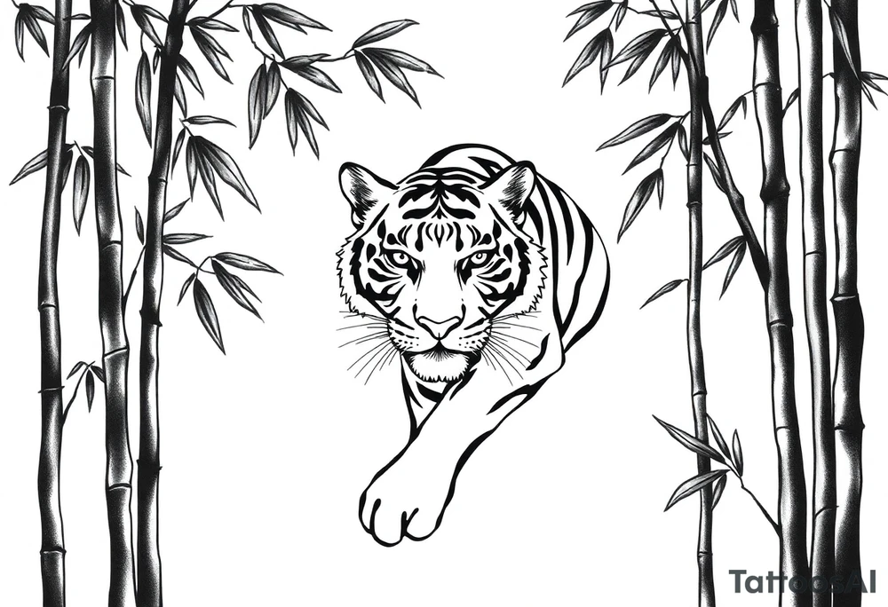 a cleverly hidden tiger, hard to see
in the bamboo forest tattoo idea