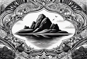 Create a tattoo of a flat topped rock Ebenezer surrounded by freshly tilled soil tattoo idea