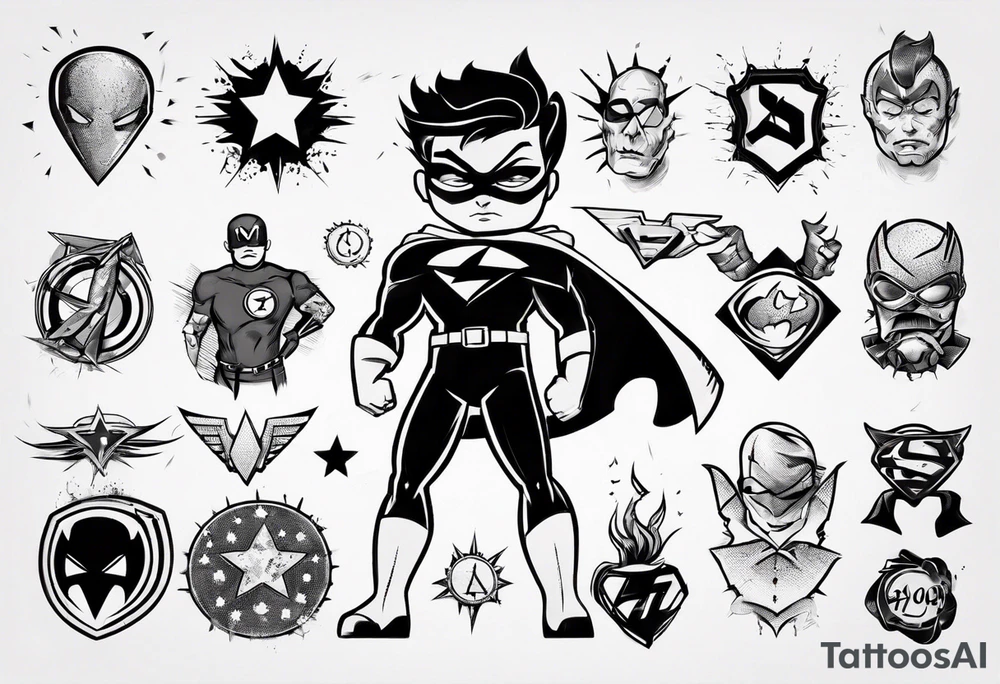 Young superhero tattoo idea