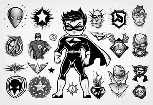 Young superhero tattoo idea