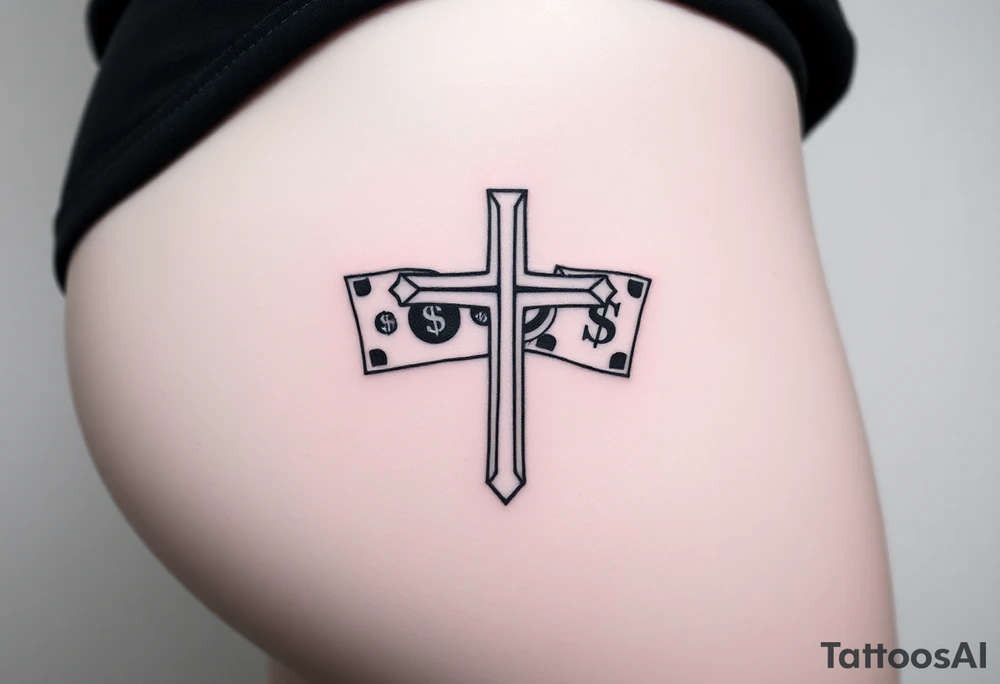 Cross with and 
money tattoo idea