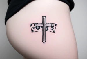 Cross with and 
money tattoo idea