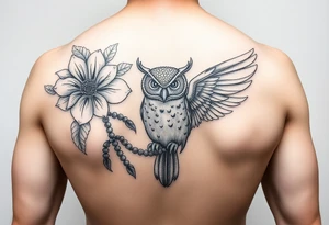 Flower, feather, Mardi Gras beads and a owl 
Arm sleeve tattoo idea