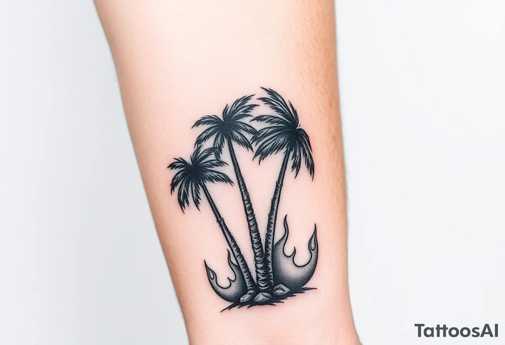Zoe BOYZ with palm trees and flames tattoo idea