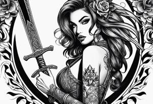 Dagger,women on the blade, Chicano girl tattoo idea