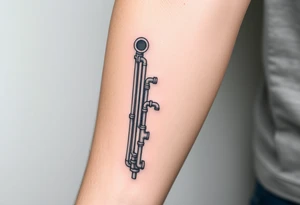 vertical column made of 
system of 100 thin curved plumbing pipes that form veins tattoo idea