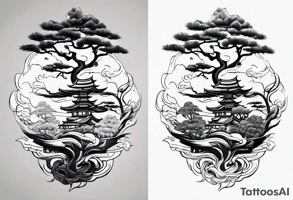 samurai and bonsai tree tattoo idea