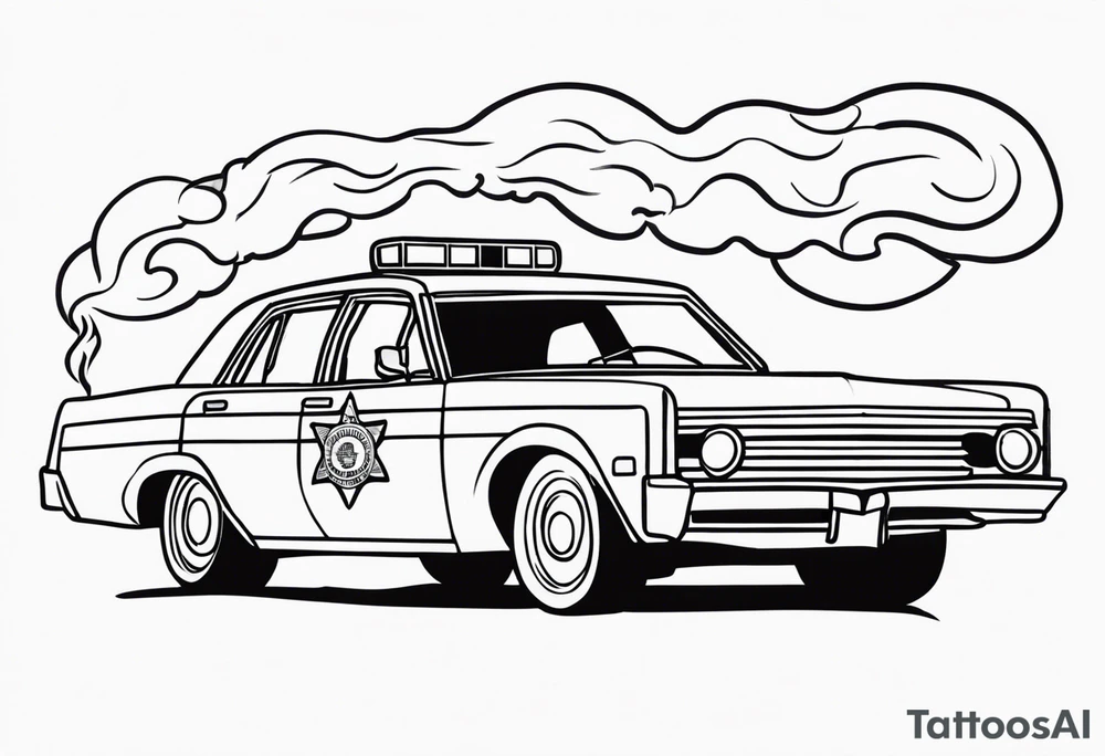 Police car on fire tattoo idea