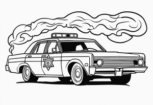 Police car on fire tattoo idea
